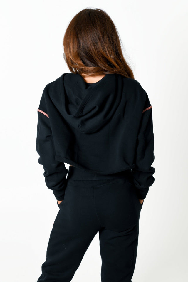 Black /Coral Cropped Hoodie - SewSewYou