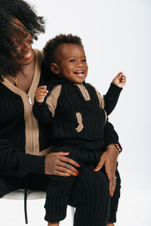 Black/Brown Lounge Hoodie (Kids) - SewSewYou