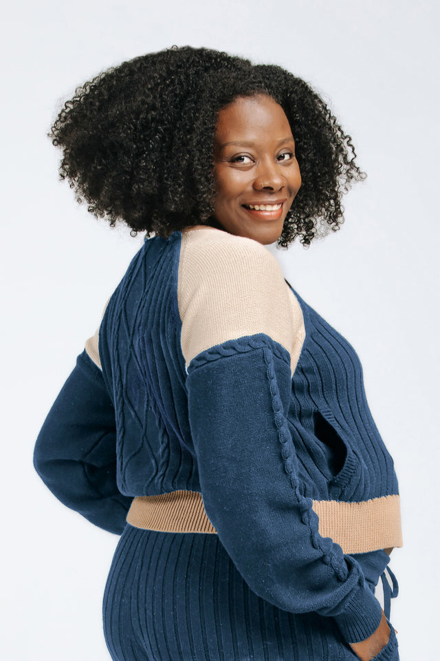 Blue/Cream Lounge Cardigan - SewSewYou