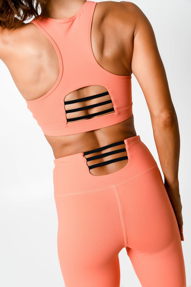 Coral/Black Sports Bra - SewSewYou