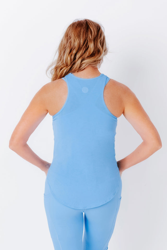 Lt. Blue Jersey Halter Neck Tank Top - SewSewYou