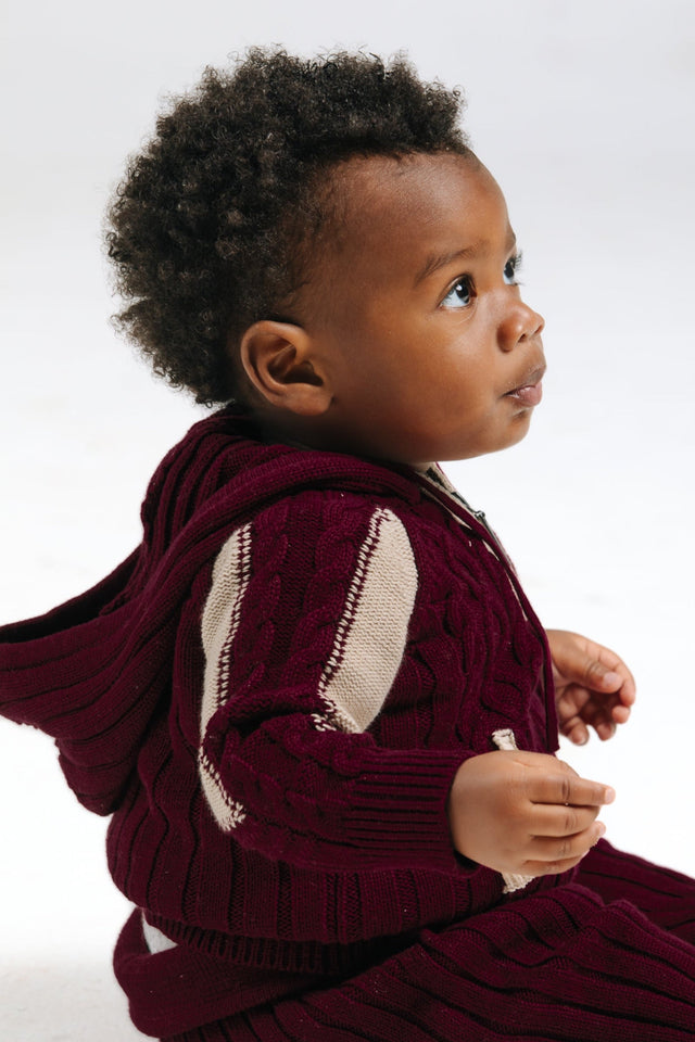 Red/Cream Lounge Hoodie (Kids) - SewSewYou