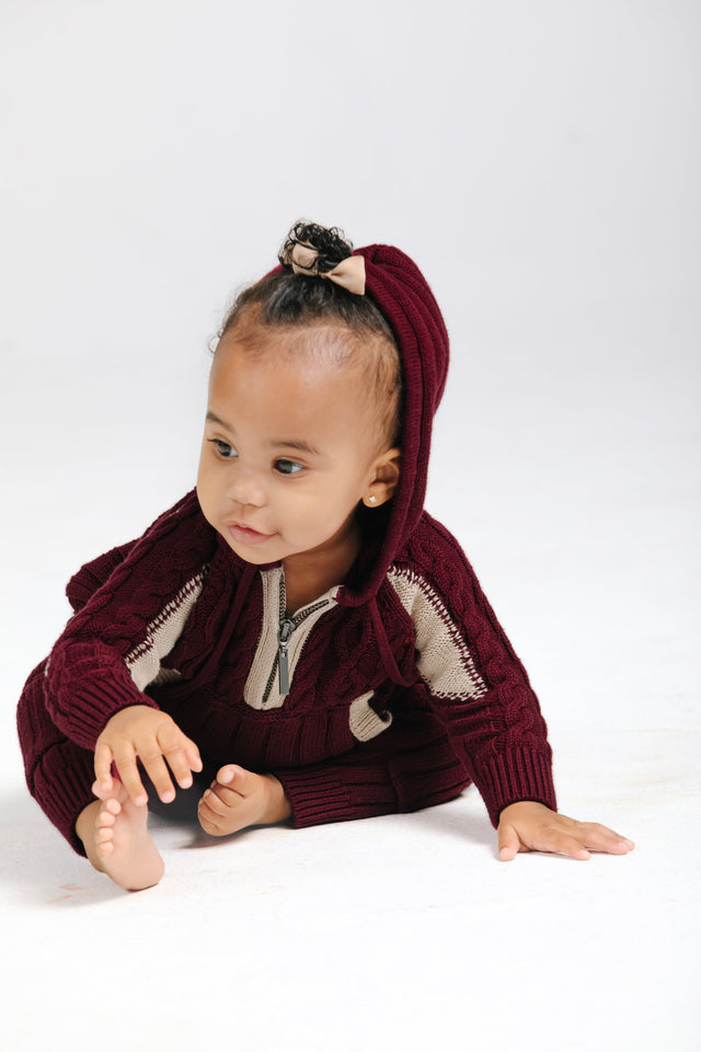 Red/Cream Lounge Hoodie (Kids) - SewSewYou