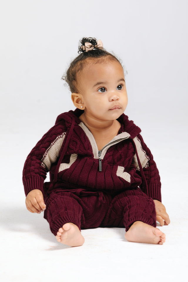 Red/Cream Lounge Hoodie (Kids) - SewSewYou