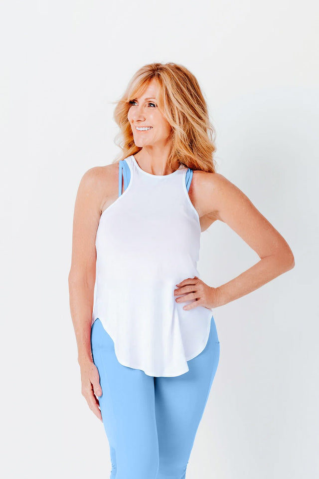 White Jersey Halter Neck Tank Top - SewSewYou